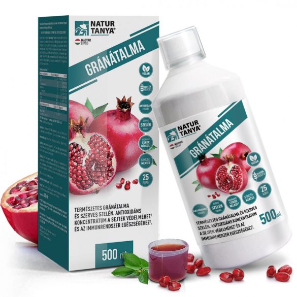 Natur Tanya® 100% gránátalma koncentrátum - antioxidáns ital gránátalma gyümölcs, héj és mag préseléséből, organikus szelénnel (500 ml)