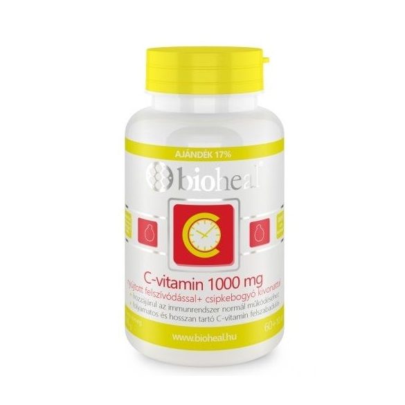 Bioheal C-vitamin 1000 mg+csipkebogyó kivonat nyújtott felszívódású tabletta (70 db)