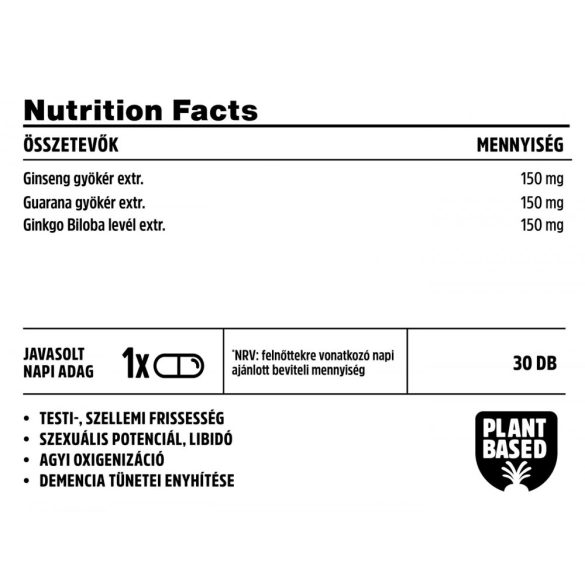 Vitamin Bottle Ginseng, Guarana, Ginkgo Biloba kapszula (30 db)