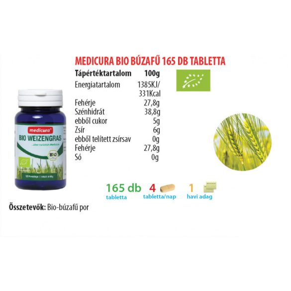 Medicura Bio Búzafű tabletta (165 db)