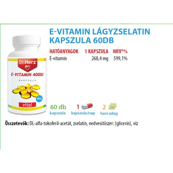 Dr. Herz E-vitamin 400 IU lágyzselatin kapszula (60 db) 