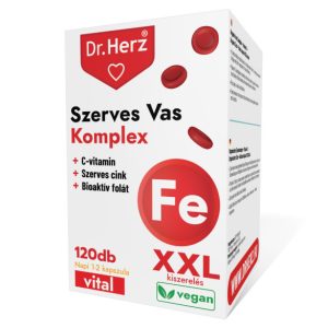 Dr. Herz Szerves Vas Komplex + C-vitamin + Szerves Cink + Folát XXL kapszula (120 db)