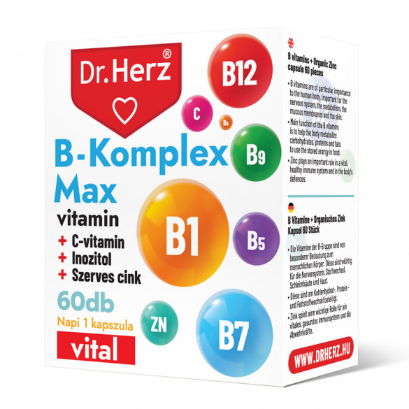 Dr. Herz B-komplex Max C vitamin + inozitol + szerves cink kapszula (60 db) 