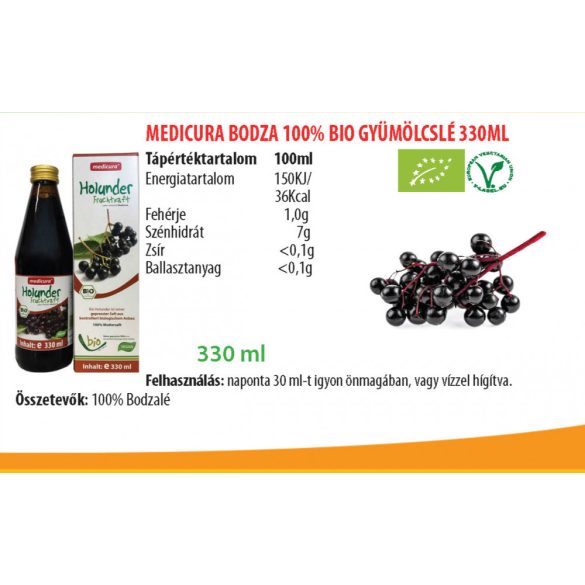 Medicura Bio Bodza 100% gyümölcslé (330 ml)