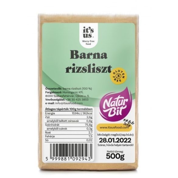 Naturbit It's us Gluténmentes barna rizsliszt (500 g)