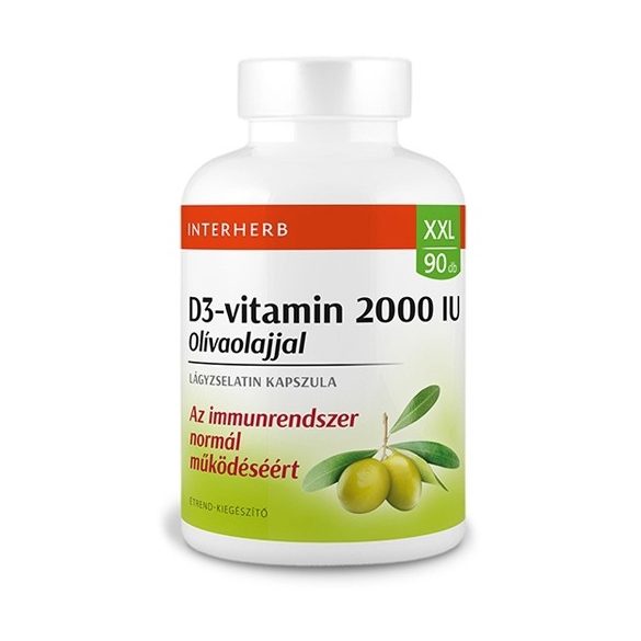 Interherb XXL D3-vitamin 50 µg (2000 IU) olivaolajjal kapszula (90 db)