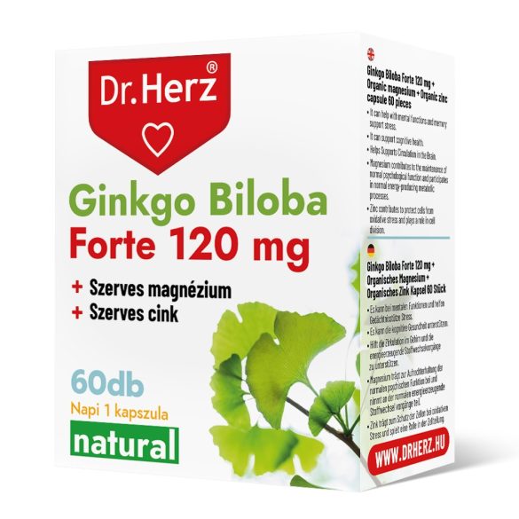 Dr. Herz Ginkgo Biloba Forte 120 mg + Szerves Magnézium + Szerves Cink kapszula (60 db)