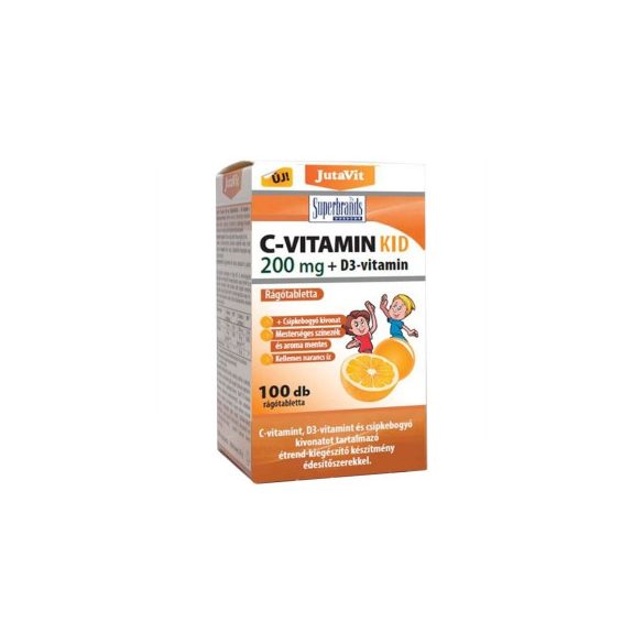 JutaVit C-vitamin Kid 200 mg +D3 rágótabletta (100 db)