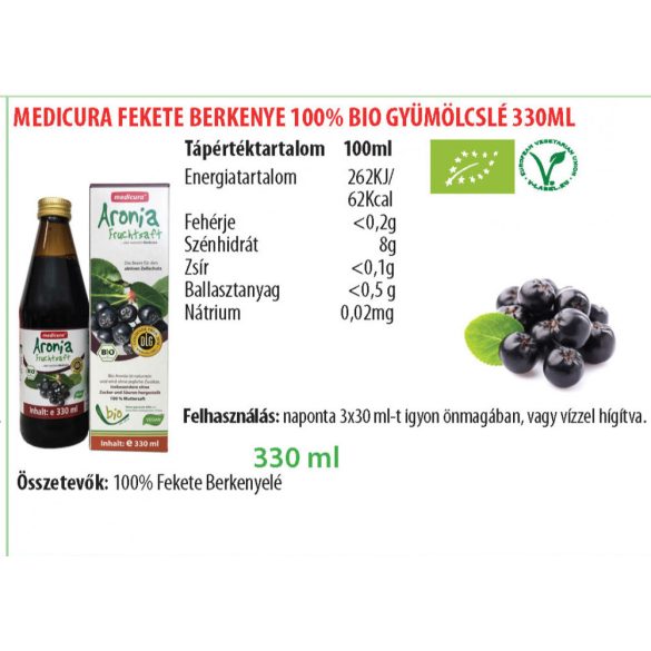Medicura Bio Fekete berkenye 100% gyümölcslé (750 ml)