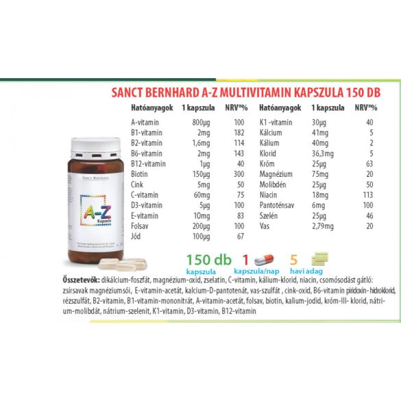 Sanct Bernhard A-Z multivitamin kapszula (150 db) 