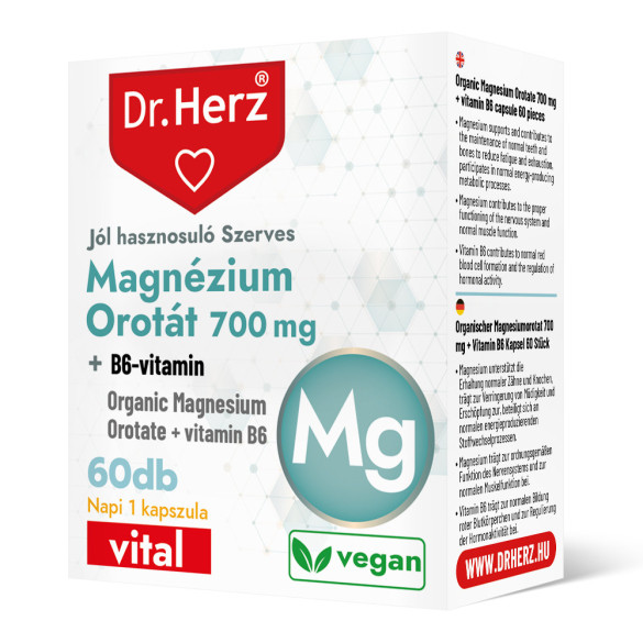 Dr. Herz Magnézium Orotát 700 mg + B-6 vitamin kapszula (60 db)