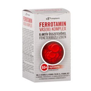 Innopharm Ferrotamin Vas (III) Komplex kapszula 6 aktív összetevővel feketeribizli ízben rágótabletta (60 db) 