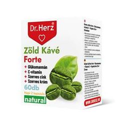  Dr. Herz Zöld Kávé Forte + C-vitamin + Glükomannán kapszula (60 db)