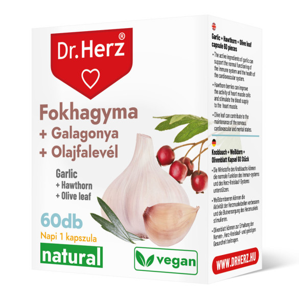 Dr. Herz Fokhagyma + Galagonya + Olajfalevél kapszula (60 db)