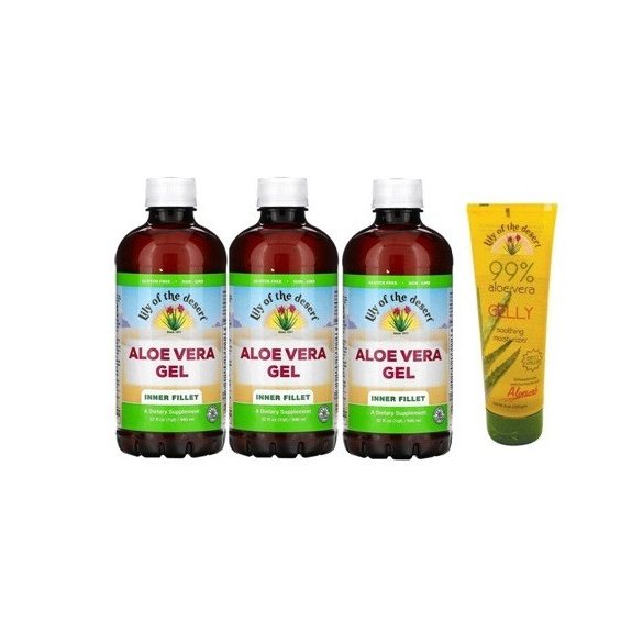 Lily of the desert Aloe vera filézett gél 99% 3db-os akció (3x946 ml) + 1db ajándék Aloe vera Gelly 99% (228g / 240 ml)
