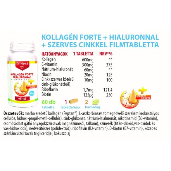Dr. Herz Kollagén Forte Hialuronnal tabletta (60 db) 