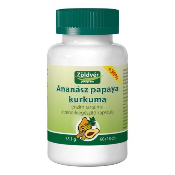 Zöldvér Ananász-Papaya-Kurkuma kapszula (78 db)