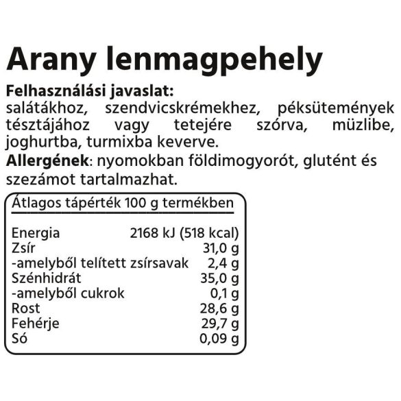 Dénes Natura Lenmagpehely Arany (250 g)
