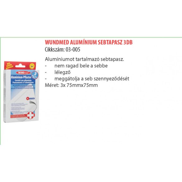 WundMed Alumínium Sebtapasz (3 x 75 x 75 mm)