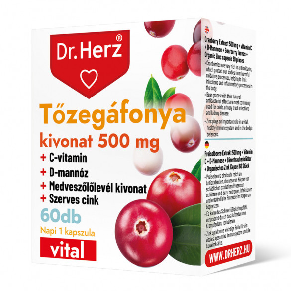Dr. Herz Tőzegáfonya kivonat 500 mg kapszula (60 db)