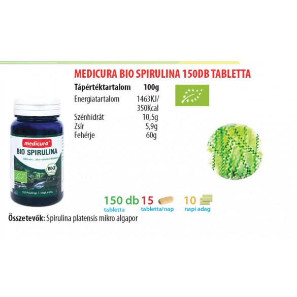 Medicura Bio Spirulina tabletta (150 db)
