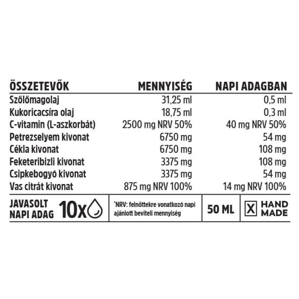 Vitamin Bottle Vas természetes ásványi anyag cseppek (50 ml)