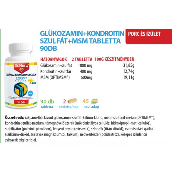 Dr. Herz Glükozamin+Kondroitin-szulfát+MSM kapszula (60 db) 