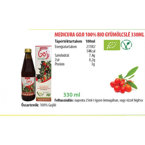 Medicura Bio Goji 100% gyümölcslé (330 ml)