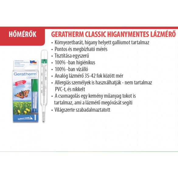 Geratherm Higanymentes lázmérő lerázóval (1 db)