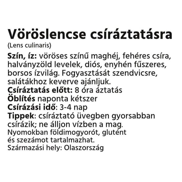 Dénes Natura Vöröslencse csíráztatásra (5 kg)