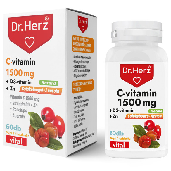 Dr. Herz C-vitamin 1500 mg+D3+Zn csipkebogyóval és acerola kivonattal tabletta (60 db)