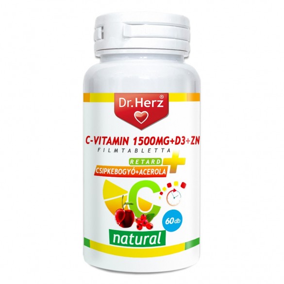 Dr. Herz C-vitamin 1500 mg+D3+Zn csipkebogyóval és acerola kivonattal tabletta (60 db)